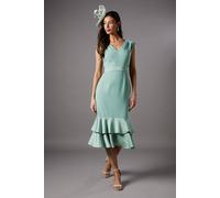 Coast Satin Back Crepe Dress With Peplum In Sage sage