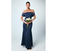 Coast Satin Bardot Maxi Bridesmaid Dress In Navy navy 16
