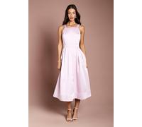 Coast Satin Bow Shoulder Pleated Midi Dress In Lilac lilac