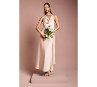 Coast Satin Cowl Neck Bridesmaid Dress With Chiffon Drape In Blush