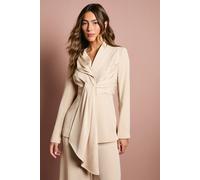 Coast Women's Satin Detail Drape Front Blazer in Champagne | Size: 10 Coast Champagne 10