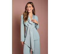 Coast Satin Detail Drape Front Blazer In Grey Blue grey blue 12