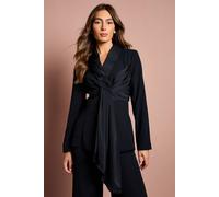 Coast Satin Detail Drape Front Blazer In Navy navy