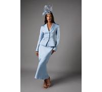 Coast Satin Detail Fitted Skirt In Dusty Blue dusty blue 12