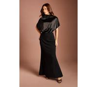 Coast Women's Satin Drape Bodice With Crepe Pencil Skirt Midi Dress in Black | Size: 18 Coast Black 18