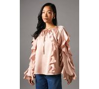Coast Satin Frill Blouse In Nude nude 14