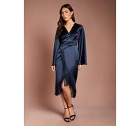 COAST Satin Fringe Hem Wrap Waist Midi Dress 16