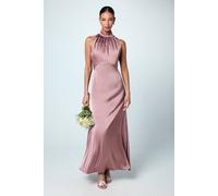 Coast Satin Halterneck Maxi Bridesmaid Dress In Mink mink 14