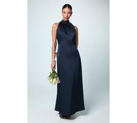 Coast Satin Halterneck Maxi Bridesmaid Dress In Navy navy 16