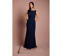Coast Satin Lace Back Detail Maxi Bridesmaid Dress In Navy navy 16