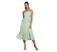 Coast Women's Satin Lace Pleated Midi Dress in Sage | Size: 10