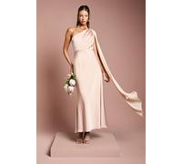 Coast Satin One Shoulder Bridesmaid Dress With Chiffon Drape In Blush blush 16