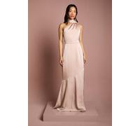 Coast Satin One Shoulder Fishtail Maxi Dress With Neck Tie In Blush blush 18