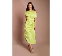 Coast Women's Satin Ruched One Shoulder Asymmetric Hem Midi Dress in Olive | Size: 14 Coast Olive 14