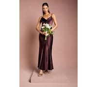 Coast Women's Satin Strappy Cowl Neck Fishtail Maxi Bridesmaid Dress in Espresso | Size: 16 Coast Espresso 16