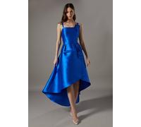 Coast Satin Twill Ruffle Detail Midi Dress In Cobalt cobalt 8
