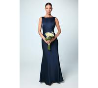 Coast Satin V Back Maxi Bridemaid Dress With Back Sash Detail In Navy navy 14