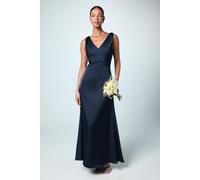 Coast Satin V Neck Bridesmaid Dress In Navy navy 12