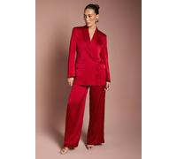 Coast Women's Satin Wide Leg Trouser in Burgundy | Size: 18