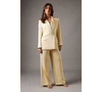 Coast Satin Wide Leg Trouser In Lemon lemon