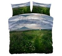 Coast scenery King Size Duvet Cover Sets Scandinavian style Bedding Set, Soft and Comfortable Microfiber Quilt Cover and 2 Pillowcases 50×75, for Room Decor HF452