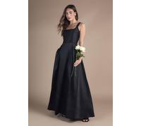 Coast Scoop Neck Full Skirted Twill Bridesmaid Dress In Black black