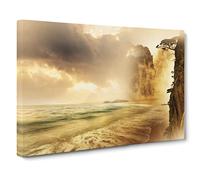 Coast Seascape Cliff No.3 Canvas Print | Gallery Wrapped 30mm Frame Wall Art | 20x14 inches | Ready to Hang | Coastal Seascape Picture | Living Room Bedroom Lounge Office