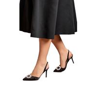 Coast Selene Satin Pearl Trim Slingback High Heel Court Shoes, 4, Black