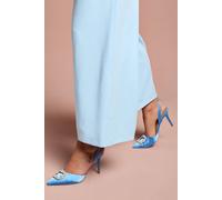Coast Women's Selene Satin Pearl Trim Slingback High Heel Court Shoes in Blue | Size: 7 Coast Blue 7