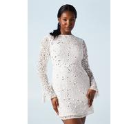 Coast Sequin And Beadwork Embellished Flare Cuff Bridal Mini Dress In Ivory ivory 12