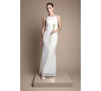 Coast Sequin Fishtail Maxi Wedding Dress With Diamante Trim Straps And Neckline In Ivory ivory 10