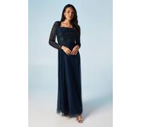 Coast Sequin Long Sleeve Corset Tulle Bridesmaid Dress In Navy navy 8