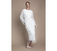 Coast Sequin Long Sleeve Midi Wedding Dress In Ivory ivory 10