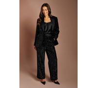 Coast Women's Sequin Wide Leg Trouser in Black | Size: 8