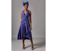 Coast Shawl Collar Ruffle Hem Midi Dress In Blue blue 14
