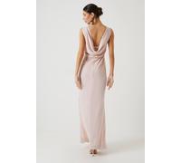 Coast Shimmer Chiffon Cowl Back Bridesmaid Maxi Dress In Blush