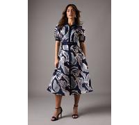 Coast Short Sleeve Jacquard Shirt Dress In Navy navy 10