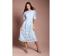 Coast Women's Short Sleeve Lace Midi Dress in Pale Blue | Size: 10