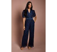 Coast Short Sleeve Lace Wide Leg Jumpsuit In Navy navy 12