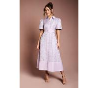 Coast Short Sleeve Shirt Jacquard Midi Dress In Lilac lilac