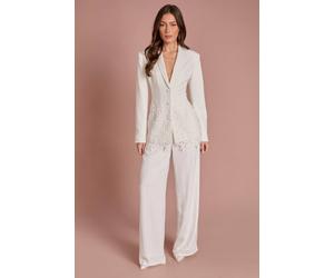 Coast Single Breasted Lace Trim Fitted Blazer In Ivory ivory