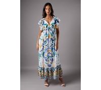 Coast Sleeveless Chiffon Maxi Dress With Pleat Detail And Frill Sleeve In White white 14