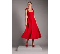 Coast Sleeveless Crepe Midi Dress With Bow Detail Straps In Red red 14