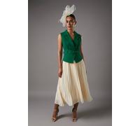Coast Sleeveless Crepe Midi Dress With Chiffon Pleated Skirt In Green green 12
