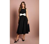 Coast Sleeveless Crepe Midi Dress With Statement Bow In Mono mono 12