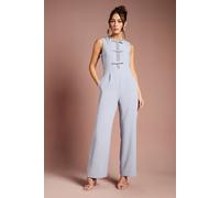 Coast Sleeveless Diamante Bow Crepe Wide Leg Jumpsuit In Grey grey 10