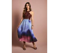 Coast Sleeveless Pu Midi Dress With Cross Neck And Belt In Burgundy burgundy 14