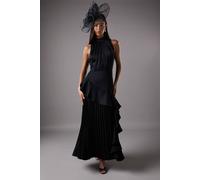 Coast Sleeveless Ruffle Pleat Satin Back Crepe Dress In Black black 12