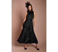 Coast Sleeveless Ruffle Pleat Satin Back Crepe Dress In Black black