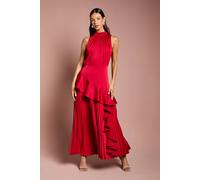 Coast Sleeveless Ruffle Pleat Satin Back Crepe Dress In Red red 18